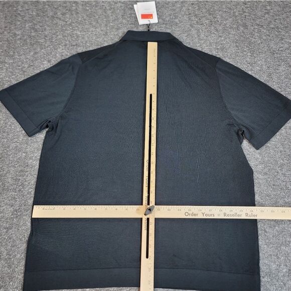 Mssimo Dutti Studio Mens Polo Shirt Size L Black Micro Textured Piqué Cotton New - Picture 6 of 10